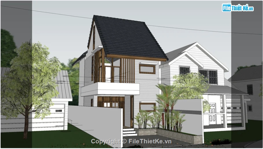 su nhà phố 2 tầng,nhà phố 2 tầng sketchup,mẫu nhà phố 2 tầng su,Nhà phố 2 tầng