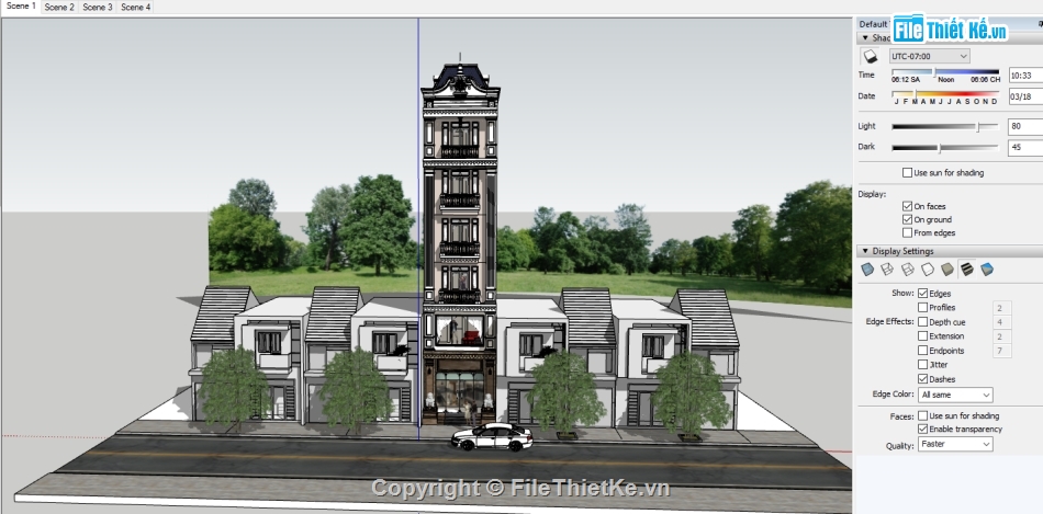 nhà 6 tầng,su nhà phố 6 tầng,file su nhà phố,Model Sketchup 2017 nhà phố 6 tầng,nhà phố 6 tầng kết hợp kinh doanh