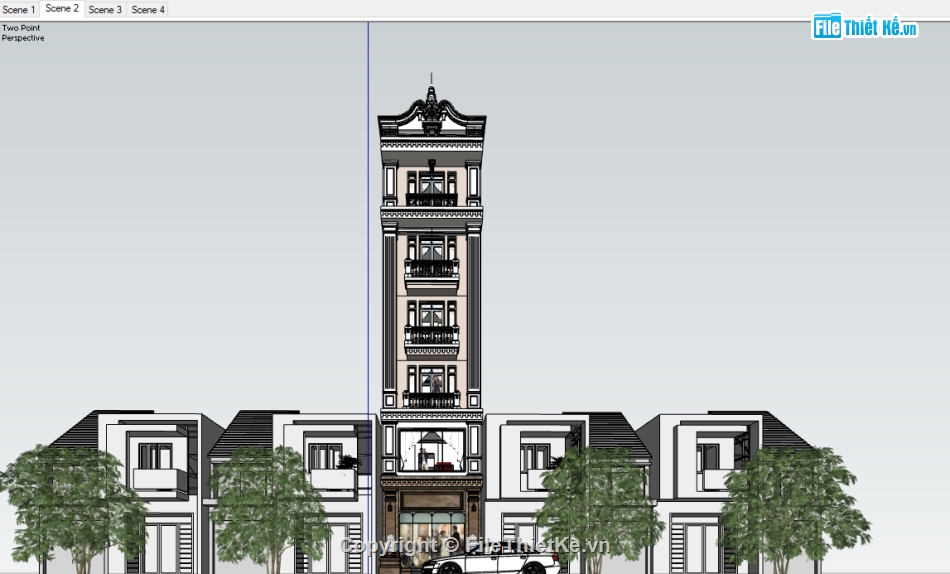 nhà 6 tầng,su nhà phố 6 tầng,file su nhà phố,Model Sketchup 2017 nhà phố 6 tầng,nhà phố 6 tầng kết hợp kinh doanh