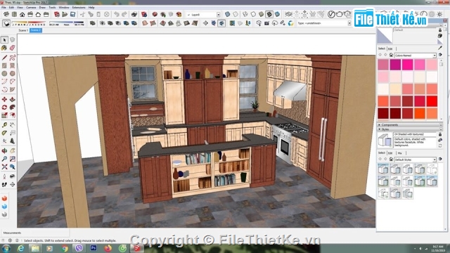 sketchup tủ bếp,File sketchup tủ bếp,tủ bếp