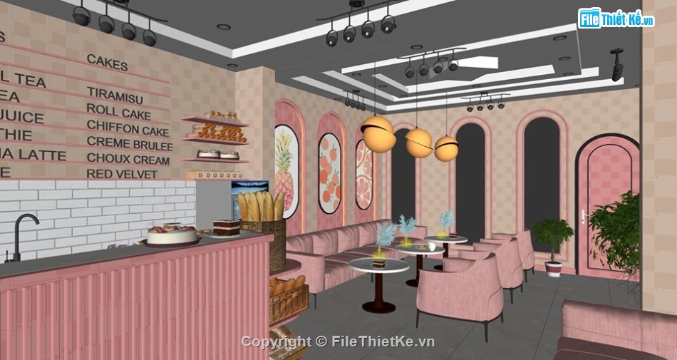 Model quán,Model sketchup quán,Su cửa hàng,sketchup cửa hàng,sketchup 2018 cửa hàng quán bán bánh,quán coffee su