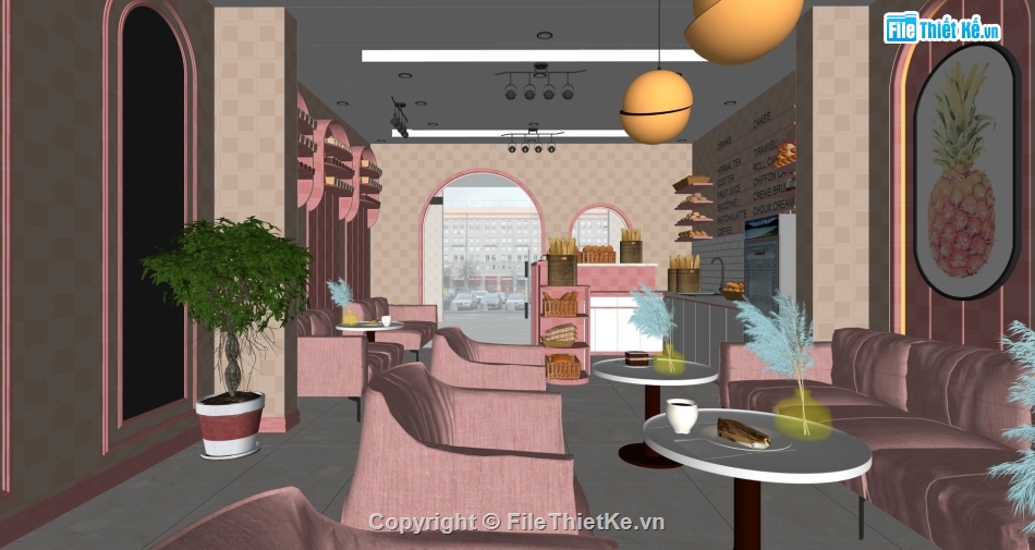 Model quán,Model sketchup quán,Su cửa hàng,sketchup cửa hàng,sketchup 2018 cửa hàng quán bán bánh,quán coffee su
