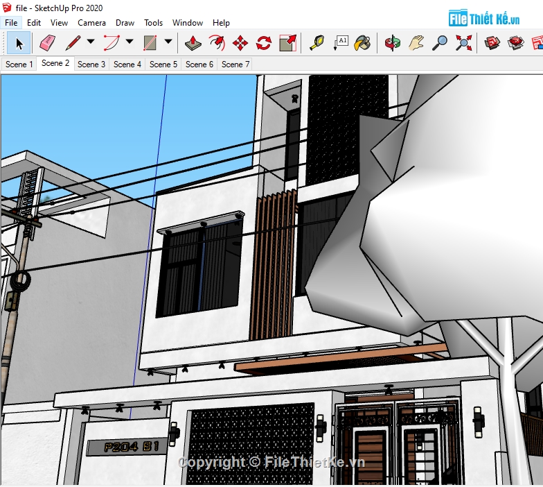 nhà 3 tầng 10x13m,file su nhà phố 3 tầng,su nhà phố 3 tầng,Sketchup nhà phố,Sketchup nhà phố 3 tầng