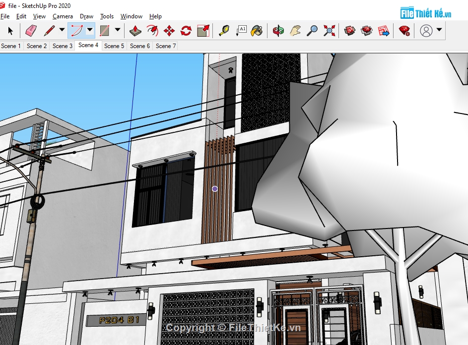 nhà 3 tầng 10x13m,file su nhà phố 3 tầng,su nhà phố 3 tầng,Sketchup nhà phố,Sketchup nhà phố 3 tầng