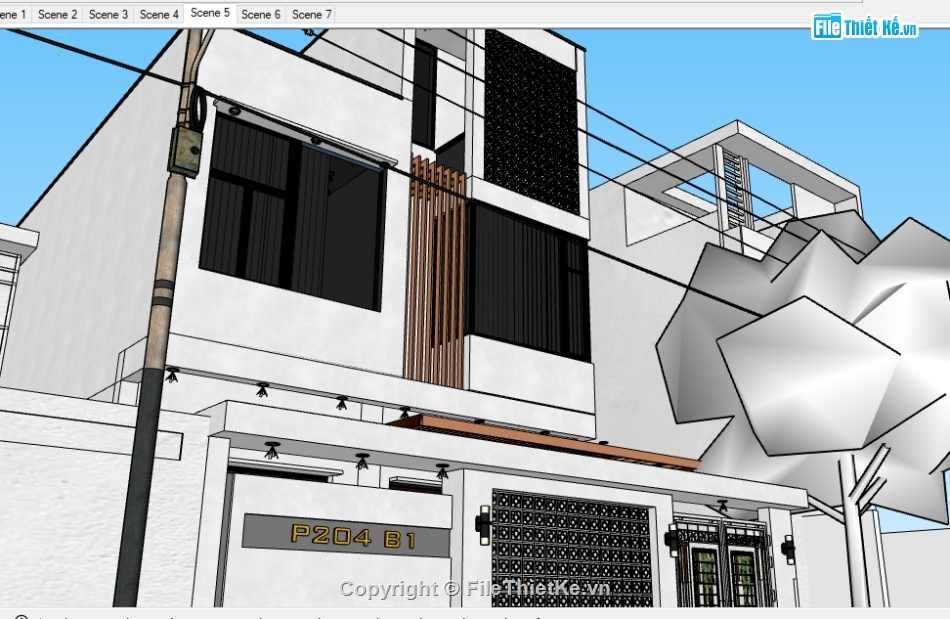 nhà 3 tầng 10x13m,file su nhà phố 3 tầng,su nhà phố 3 tầng,Sketchup nhà phố,Sketchup nhà phố 3 tầng