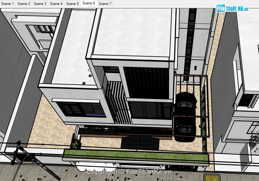 nhà 3 tầng 10x13m,file su nhà phố 3 tầng,su nhà phố 3 tầng,Sketchup nhà phố,Sketchup nhà phố 3 tầng