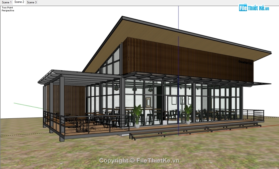 Phối cảnh Quán cafe,file su quán cafe,sketchup cafe,su cửa hàng cafe,Su quán ăn