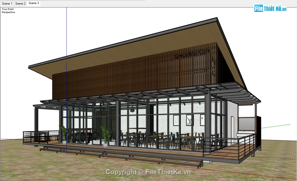 Phối cảnh Quán cafe,file su quán cafe,sketchup cafe,su cửa hàng cafe,Su quán ăn