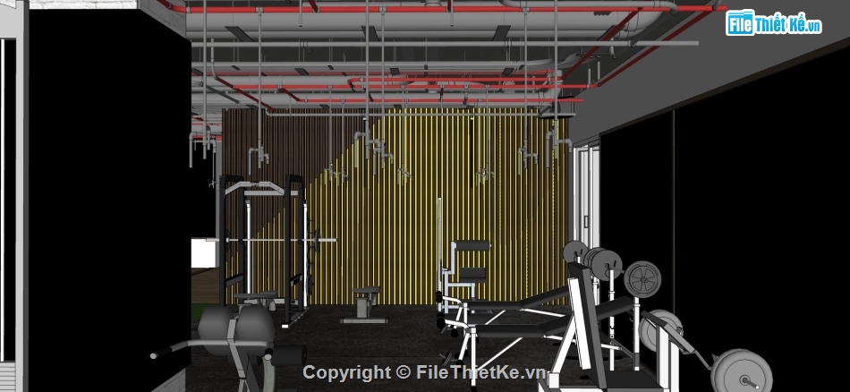 Phòng tập gym sketchup,Su dụng cụ thể thao,Sketchup phòng tậm gym,su phòng gym