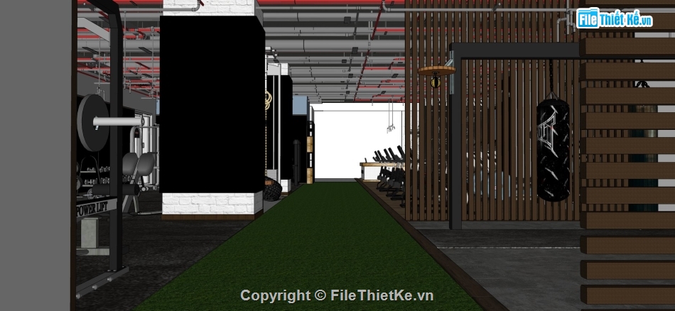 Phòng tập gym sketchup,Su dụng cụ thể thao,Sketchup phòng tậm gym,su phòng gym