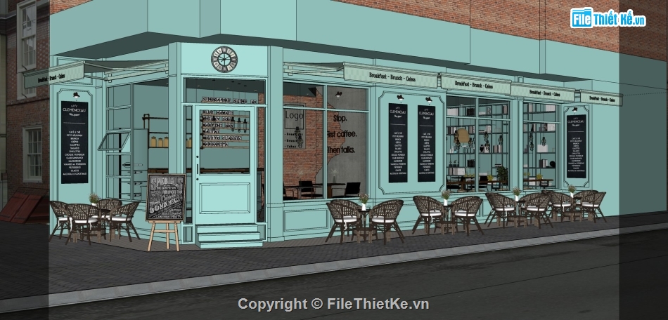 Model quán cafe,quán coffee,Sketchup coffee,Model quán,Model quán coffe,quán cafe