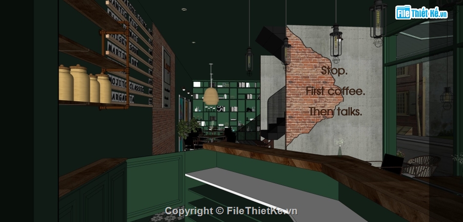 Model quán cafe,quán coffee,Sketchup coffee,Model quán,Model quán coffe,quán cafe