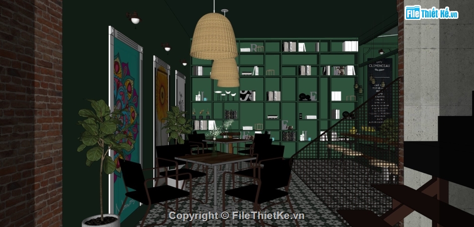 Model quán cafe,quán coffee,Sketchup coffee,Model quán,Model quán coffe,quán cafe