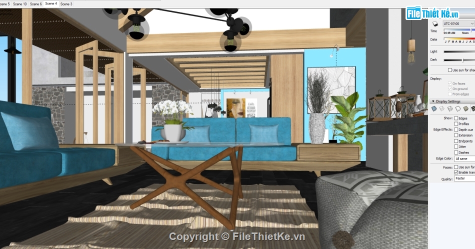 Su biệt thự 1 tầng,sketchup biệt thự 1 tầng,file su nội thất biệt thự