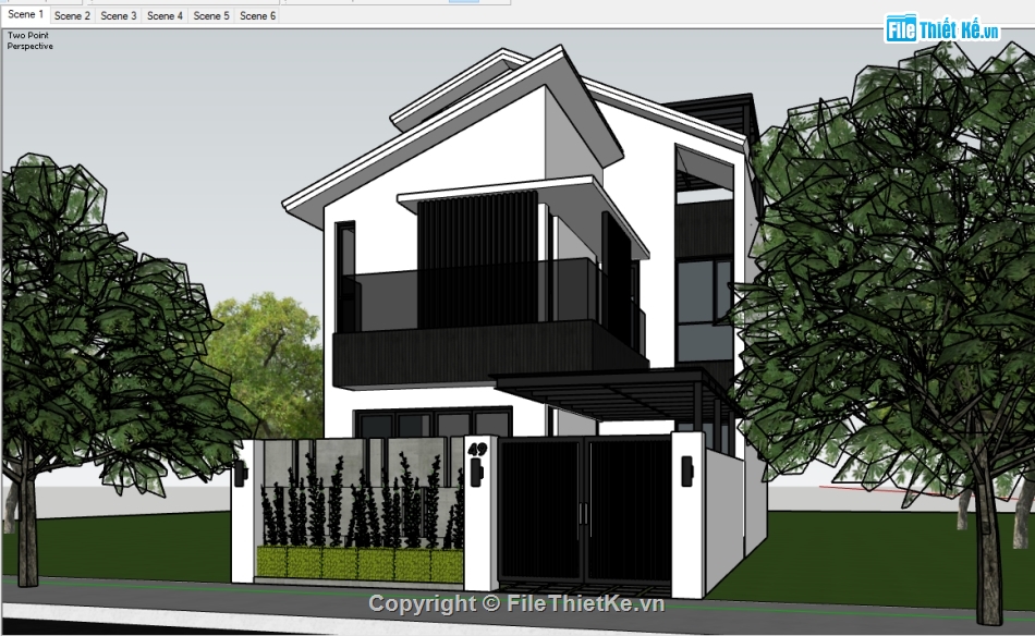 biệt thự 2 tầng,BT 2 tầng,biệt thự SU,file sketchup biệt thự 2 tầng,Su biệt thự 2 tầng