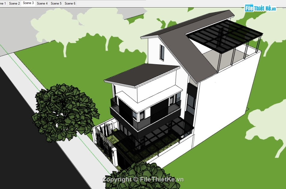 biệt thự 2 tầng,BT 2 tầng,biệt thự SU,file sketchup biệt thự 2 tầng,Su biệt thự 2 tầng