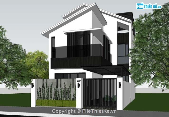 biệt thự 2 tầng,BT 2 tầng,biệt thự SU,file sketchup biệt thự 2 tầng,Su biệt thự 2 tầng