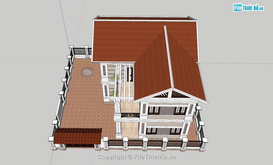 model sketchup biệt thự 2 tầng,biệt thự  sketchup,biệt thự mái thái 2 tầng sketchup,biệt thự 2 tầng