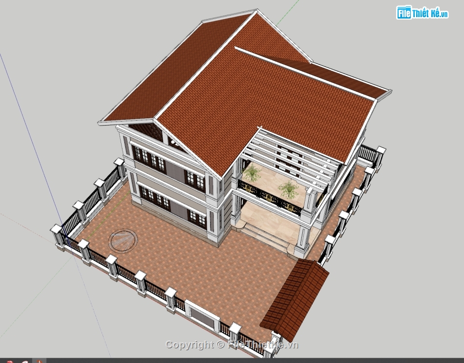 model sketchup biệt thự 2 tầng,biệt thự  sketchup,biệt thự mái thái 2 tầng sketchup,biệt thự 2 tầng