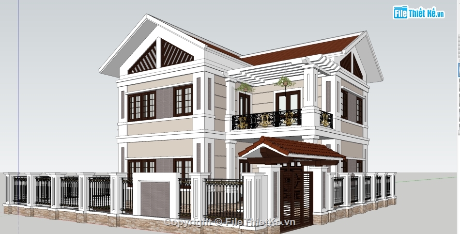 model sketchup biệt thự 2 tầng,biệt thự  sketchup,biệt thự mái thái 2 tầng sketchup,biệt thự 2 tầng