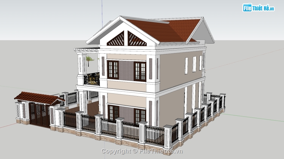 model sketchup biệt thự 2 tầng,biệt thự  sketchup,biệt thự mái thái 2 tầng sketchup,biệt thự 2 tầng