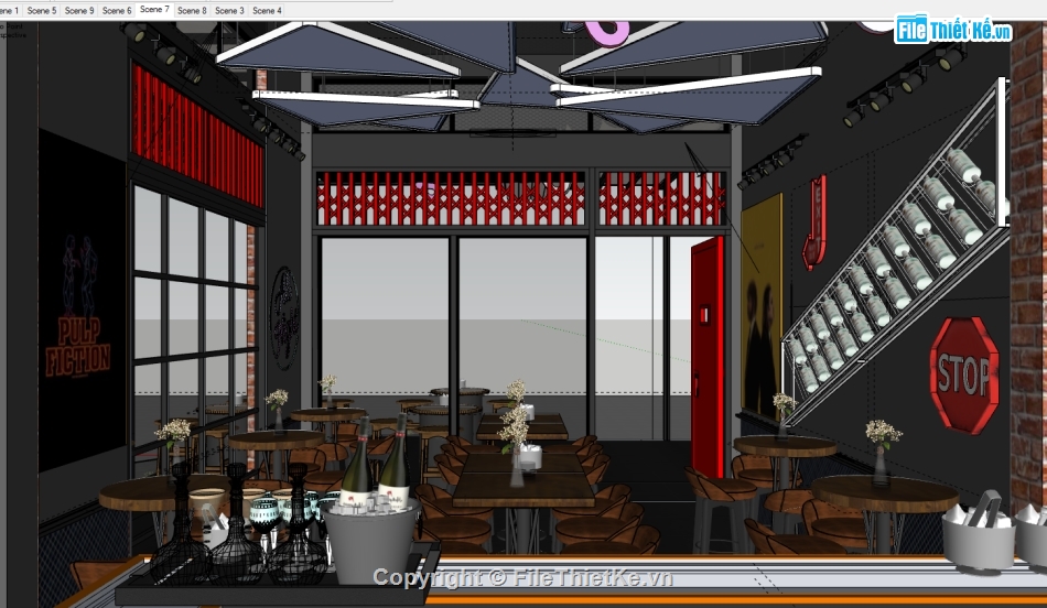 Model quán cafe,2019 quán beer,Sketchup 2019 quán beer,su 2019 nội thất quán,su nội thất quán bia,Mẫu quán cafe su