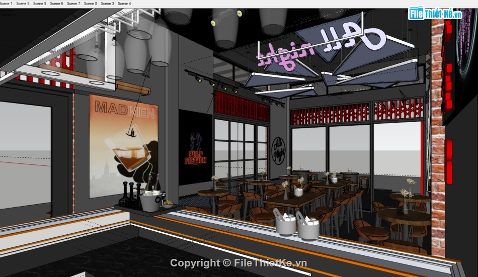 Model quán cafe,2019 quán beer,Sketchup 2019 quán beer,su 2019 nội thất quán,su nội thất quán bia,Mẫu quán cafe su