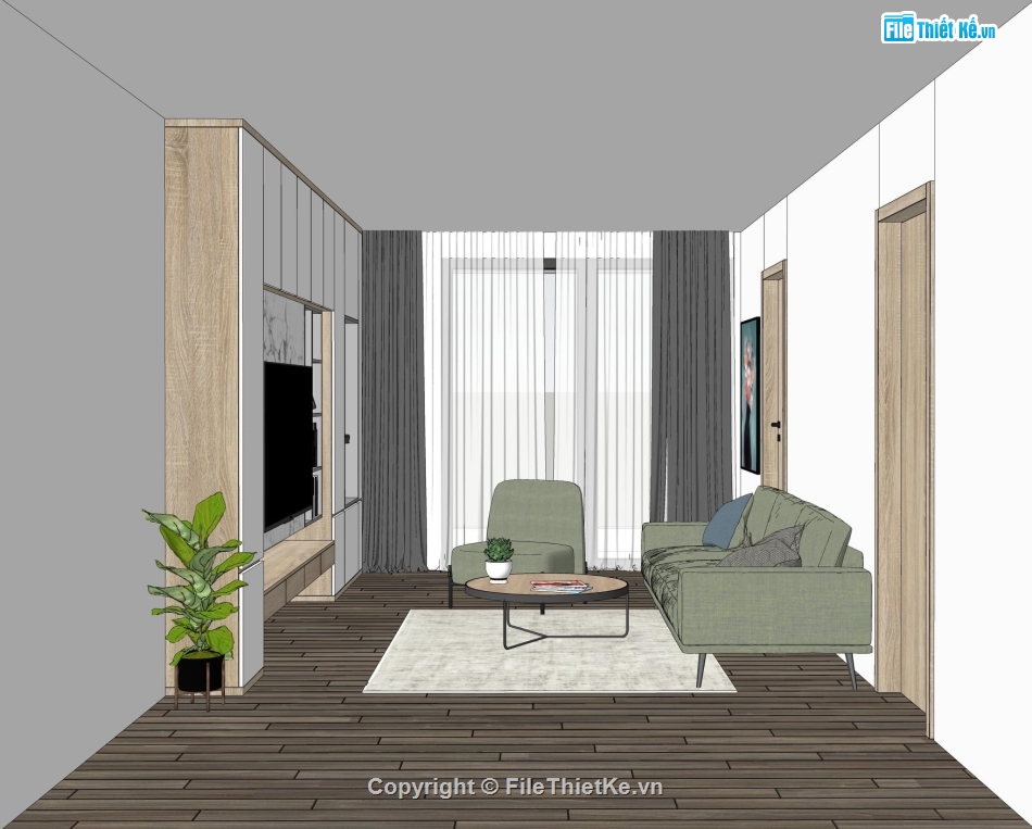 Sketchup bếp,Phòng khách Sketchup,Sketchup Nội thất phòng khách bếp,su nội thất phòng khách