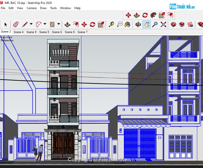 nhà phố 4 tầng sketchup,File su nhà phố 4 tầng,Model su nhà phố 4 tầng,Model nhà phố 4 tầng