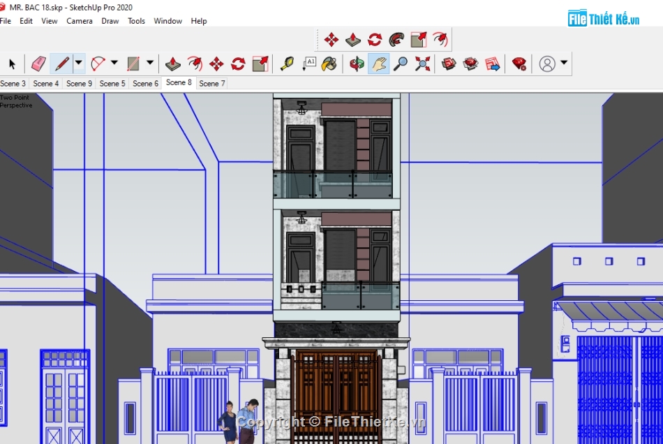 nhà phố 4 tầng sketchup,File su nhà phố 4 tầng,Model su nhà phố 4 tầng,Model nhà phố 4 tầng