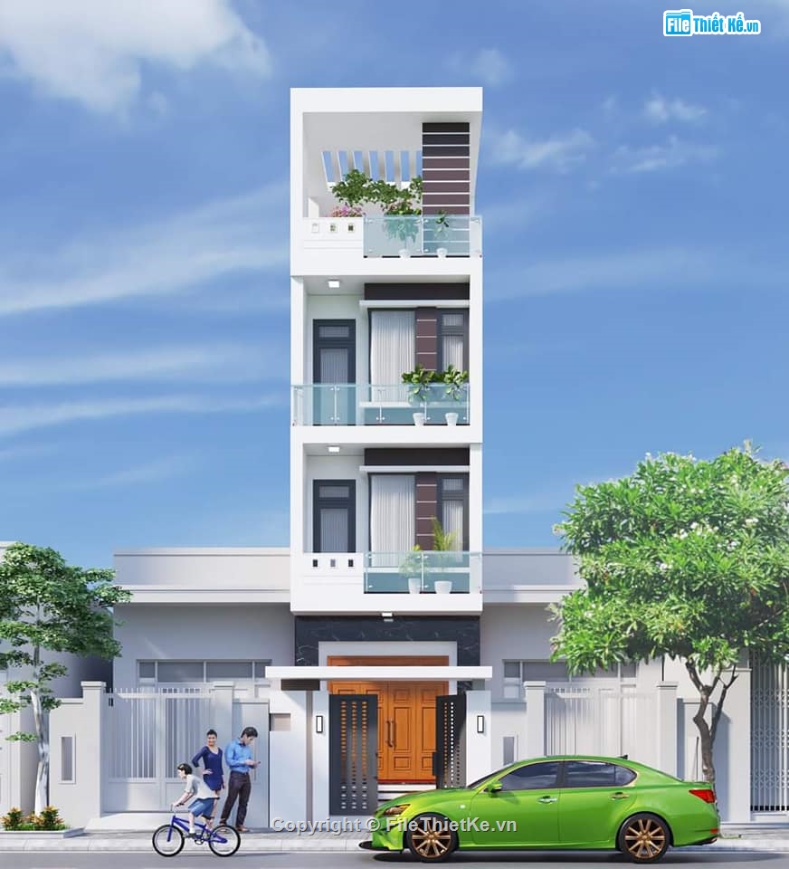 nhà phố 4 tầng sketchup,File su nhà phố 4 tầng,Model su nhà phố 4 tầng,Model nhà phố 4 tầng
