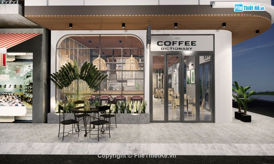 Sketchup coffee,Model nội thất,quán coffee,Model quán coffe