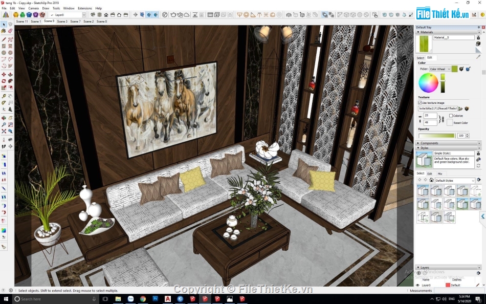 Sketchup Nội thất phòng khách,Model Sketchup Phòng khách,Su 19 phòng khách,nội thất phòng khách su,Model Su Phòng khách