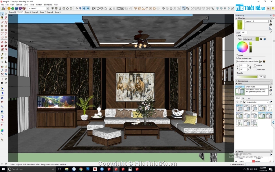 Sketchup Nội thất phòng khách,Model Sketchup Phòng khách,Su 19 phòng khách,nội thất phòng khách su,Model Su Phòng khách