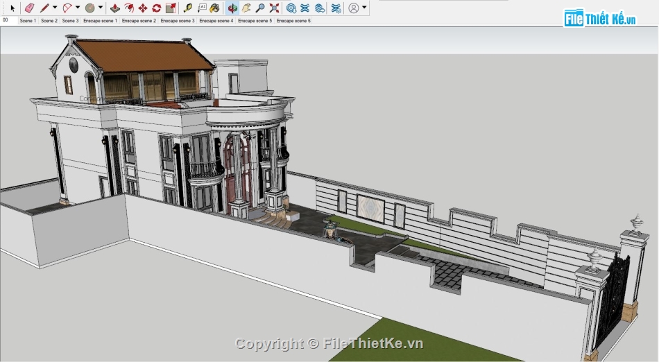 biệt thự 2 tầng file su,model su biệt thự 2 tầng,file sketchup biệt thự 2 tầng,sketchup biệt thự 2 tầng,biệt thự 2 tầng 13.5x15m