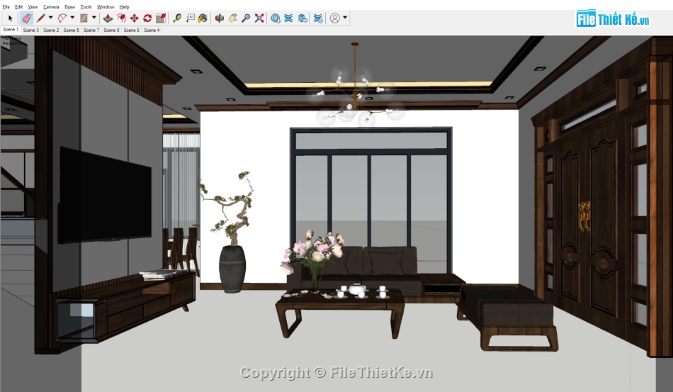 sketchup nội thất,sketchup phòng khách,nội thất phòng bếp,sketchup nội thất phòng bếp