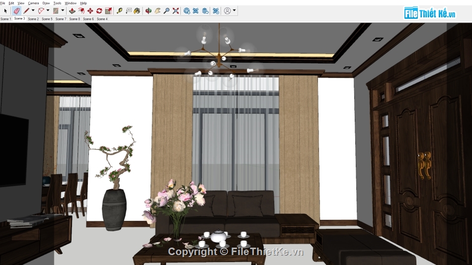 sketchup nội thất,sketchup phòng khách,nội thất phòng bếp,sketchup nội thất phòng bếp