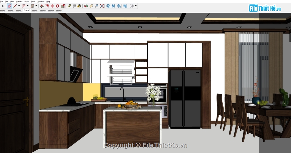 sketchup nội thất,sketchup phòng khách,nội thất phòng bếp,sketchup nội thất phòng bếp