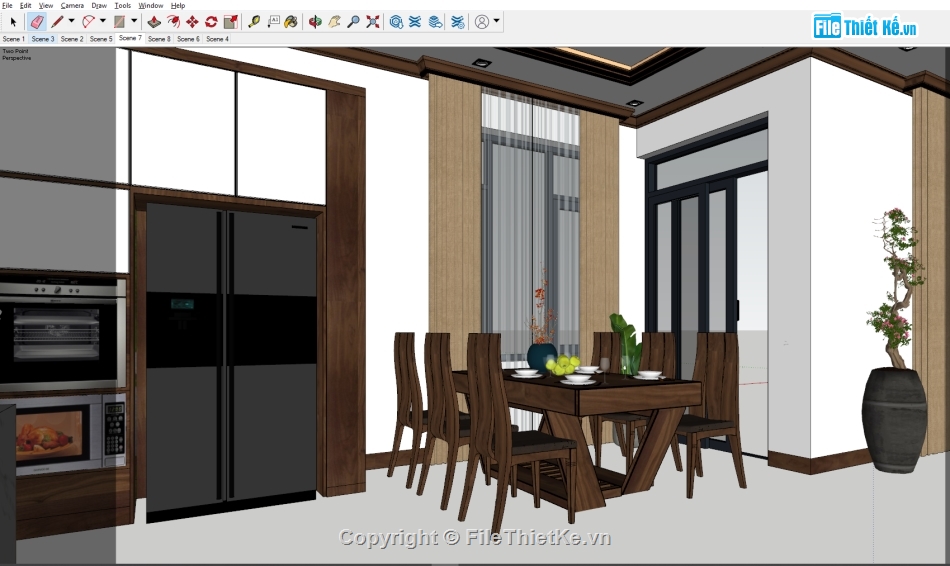 sketchup nội thất,sketchup phòng khách,nội thất phòng bếp,sketchup nội thất phòng bếp