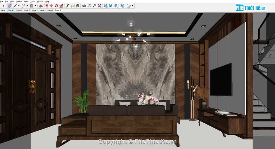 sketchup nội thất,sketchup phòng khách,nội thất phòng bếp,sketchup nội thất phòng bếp