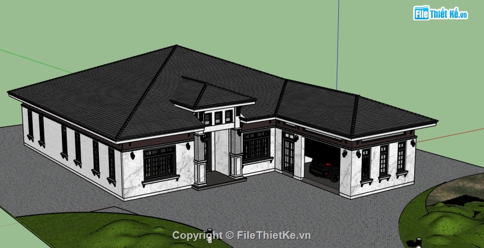 3d biệt thự 1 tầng,file 3d biệt thự 1 tầng,model 3d biệt thự 1 tầng,sketchup 3d biệt thự 1 tầng