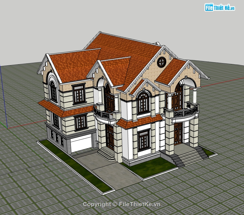 Model 3d biệt thự 2 tầng,file sketchup 3d biệt thự 2 tầng,file sketchup biệt thự 2 tầng,3d biệt thự 2 tầng