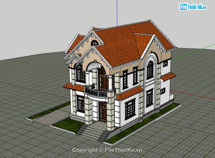 Model 3d biệt thự 2 tầng,file sketchup 3d biệt thự 2 tầng,file sketchup biệt thự 2 tầng,3d biệt thự 2 tầng