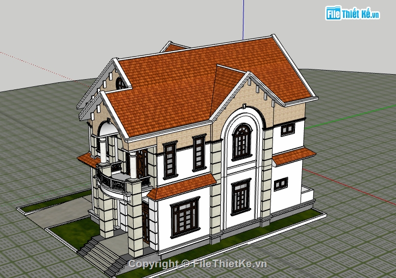 Model 3d biệt thự 2 tầng,file sketchup 3d biệt thự 2 tầng,file sketchup biệt thự 2 tầng,3d biệt thự 2 tầng