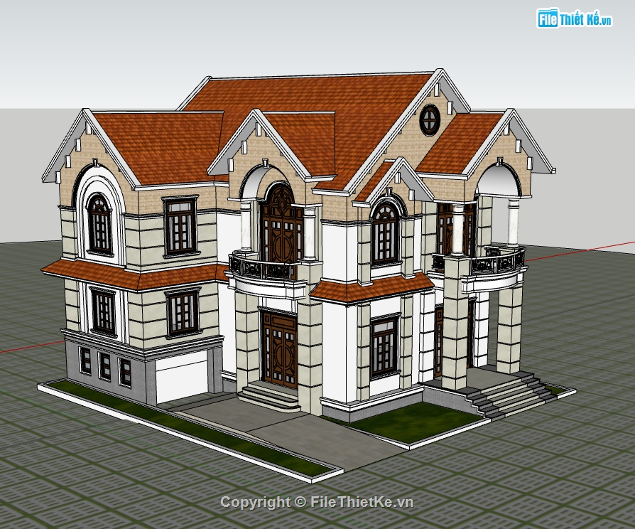 Model 3d biệt thự 2 tầng,file sketchup 3d biệt thự 2 tầng,file sketchup biệt thự 2 tầng,3d biệt thự 2 tầng