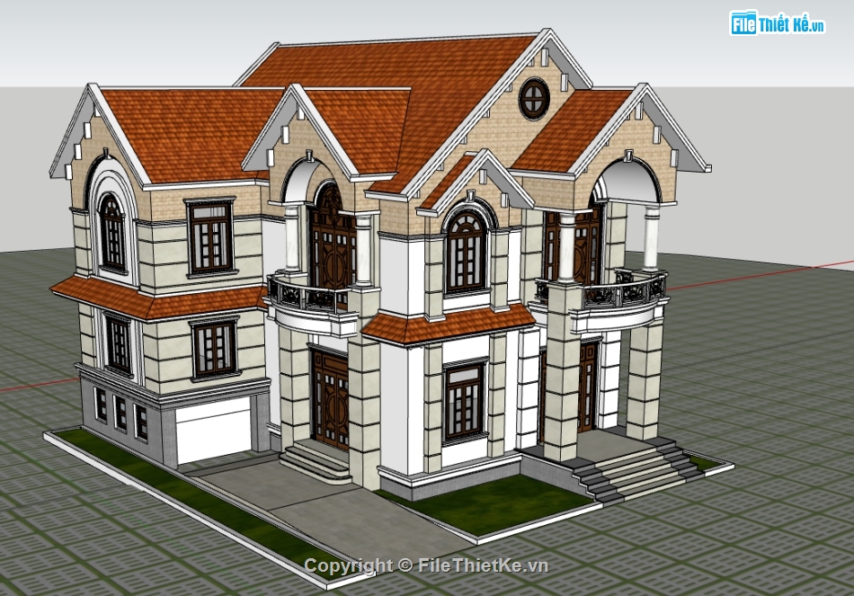 Model 3d biệt thự 2 tầng,file sketchup 3d biệt thự 2 tầng,file sketchup biệt thự 2 tầng,3d biệt thự 2 tầng