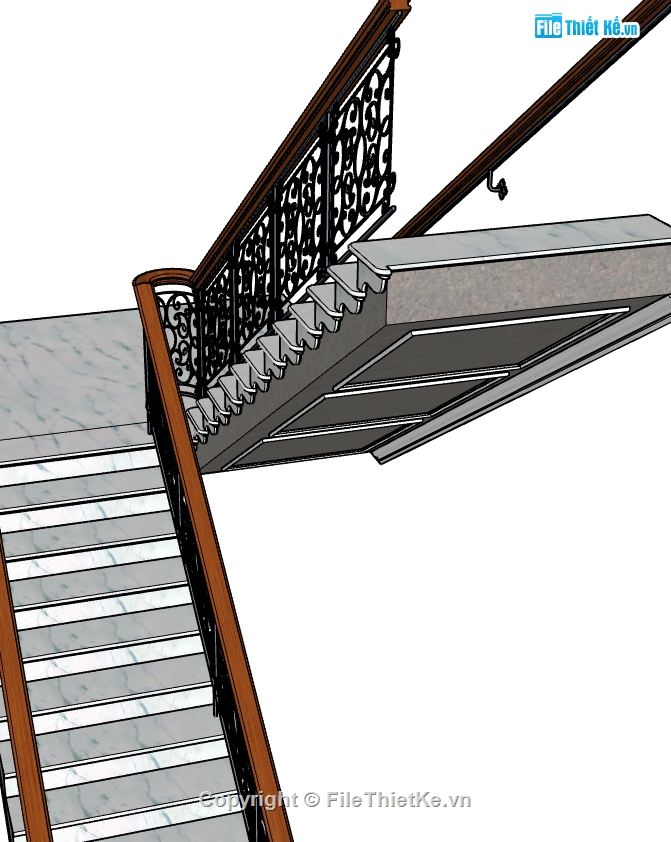 cầu thang,lan can cầu thang,sketchup lan can,lan can sketchup,3d cầu thang