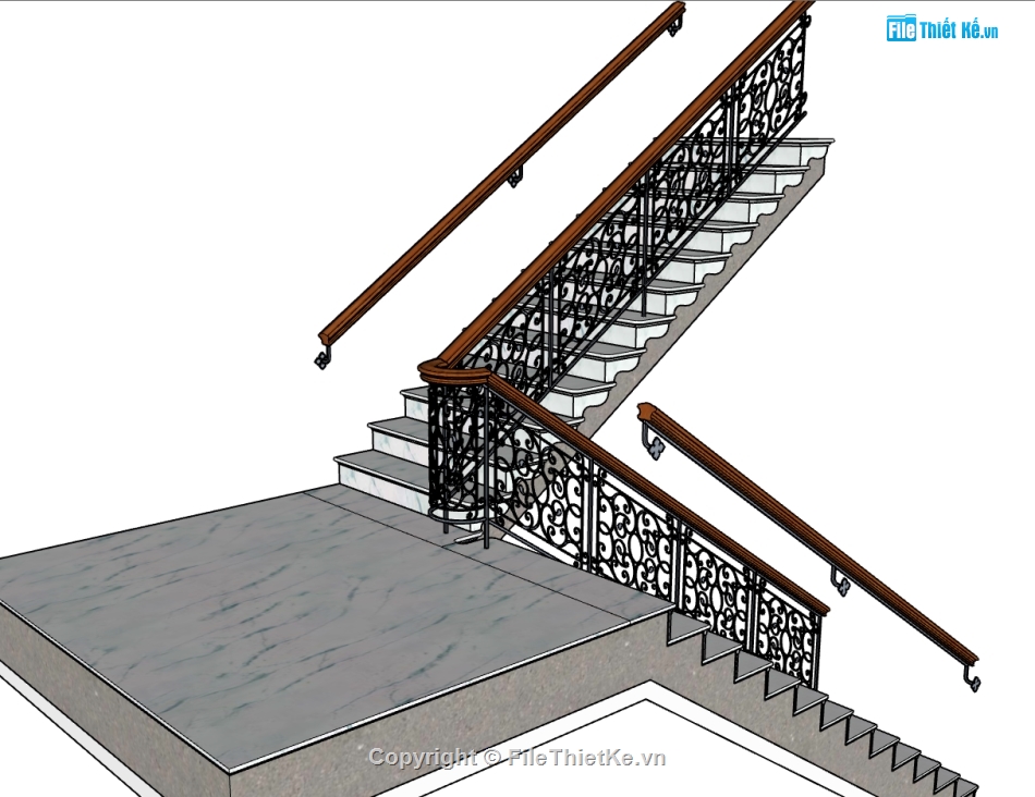 cầu thang,lan can cầu thang,sketchup lan can,lan can sketchup,3d cầu thang