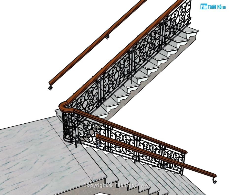 cầu thang,lan can cầu thang,sketchup lan can,lan can sketchup,3d cầu thang