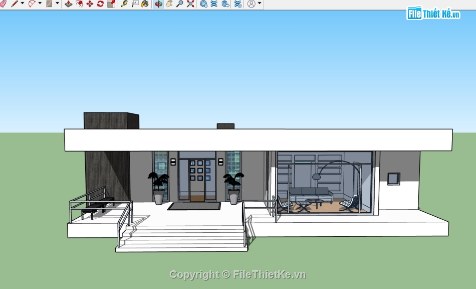 nhà 1 tầng,nhà 3d 1 tầng,file 3d nhà 1 tầng,sketchup nhà 1 tầng,model 3d nhà 1 tầng